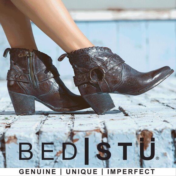 BED STU Tania Ankle Harness BOOTS Size 9.5 Leather Teak Rustic Western NEW $295 - Picture 16 of 16